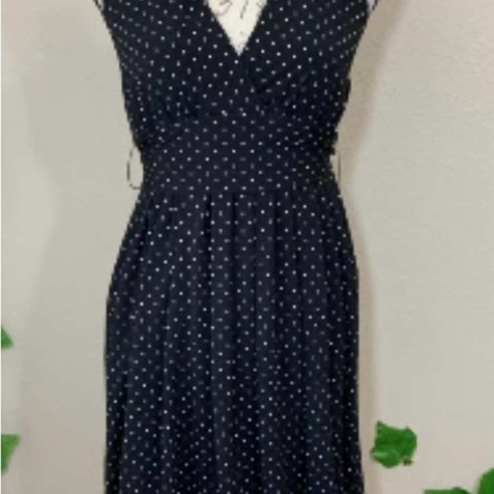BCBGMaxAzria black and cream Polka Dot Midi Dress